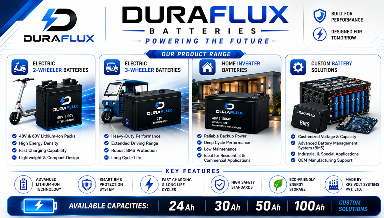 DuraFlux key features - transformers, lithium-ion batteries and home inverters