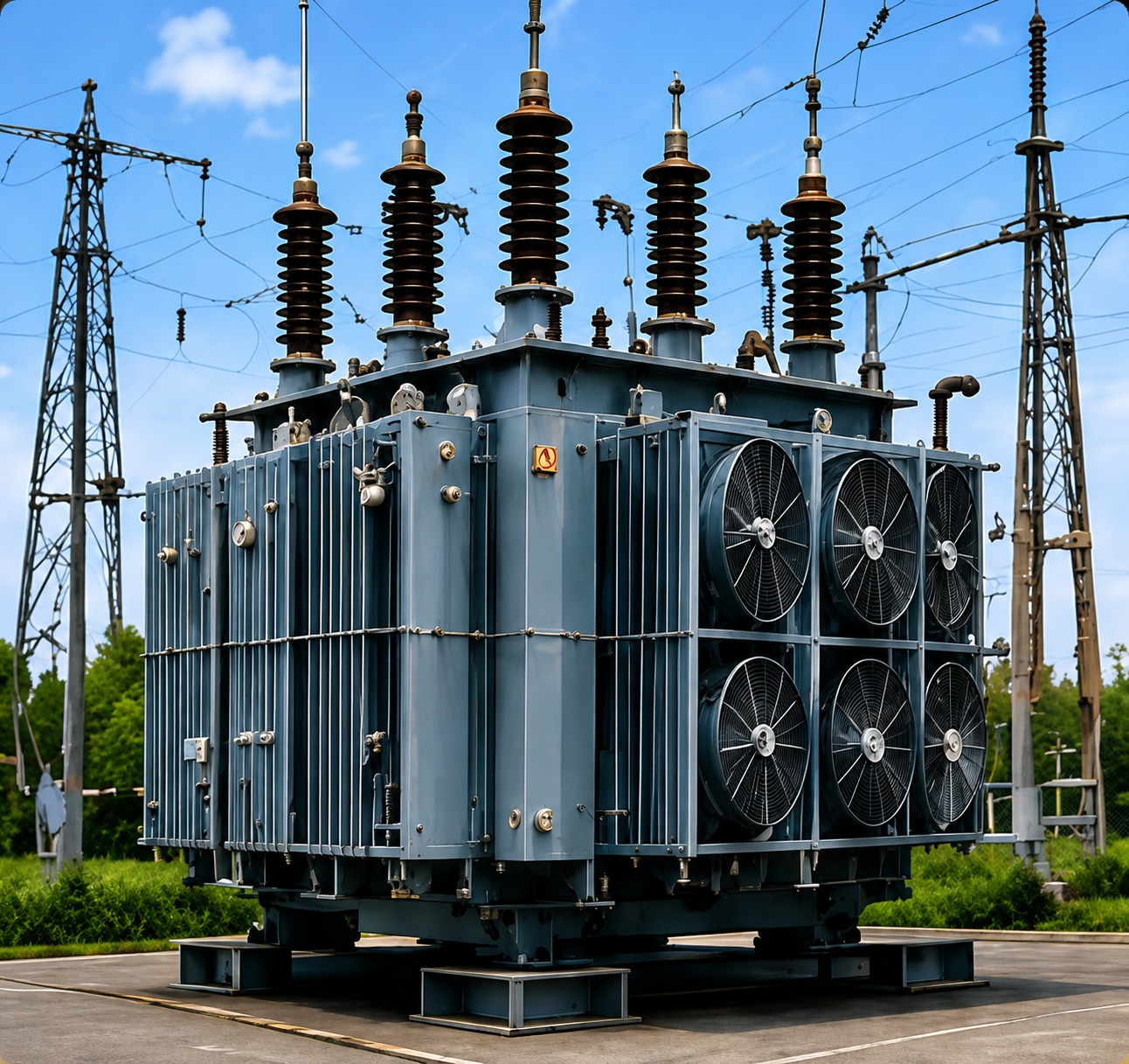 DuraFlux transformer with substation towers